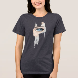 Blaues Auge Collage Abstraktes Artwork Tri-Blend Shirt