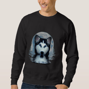 Blaues Auge Husky mit blauem Mond Sweatshirt