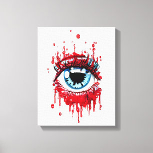 Blaues Auge Tropfen Horror Dunkle Gothart Leinwanddruck