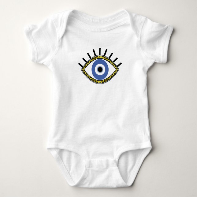 Blaues Auge, viel Glück, griechisches Amulett, bös Baby Strampler (Vorderseite)