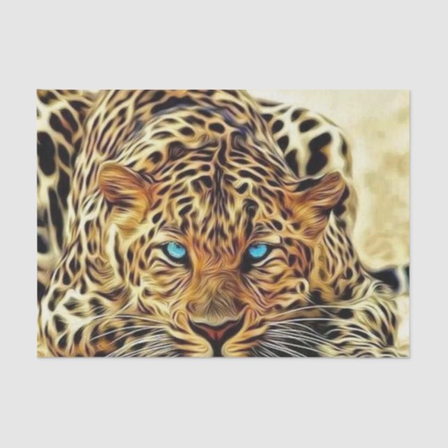 Blaues Augen-Leopard Seidenpapier (Vorderseite)