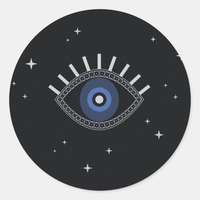 Blaues Augenschutzsymbol Runder Aufkleber (Vorderseite)