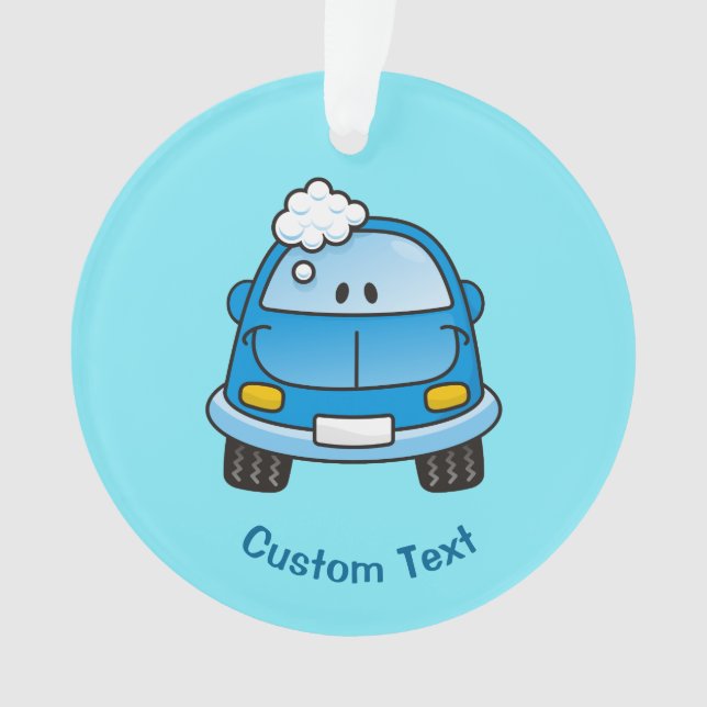 Blaues Auto mit Bläschen Ornament (Vorderseite)