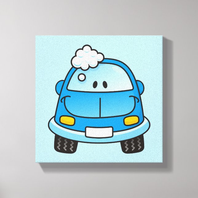 Blaues Auto mit Blasen Leinwanddruck (Vorderseite)