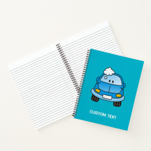 Blaues Auto mit Blasen Notizbuch