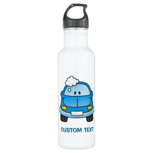 Blaues Auto mit Wasserflasche Edelstahlflasche