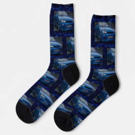 blaues Auto Muster Socken