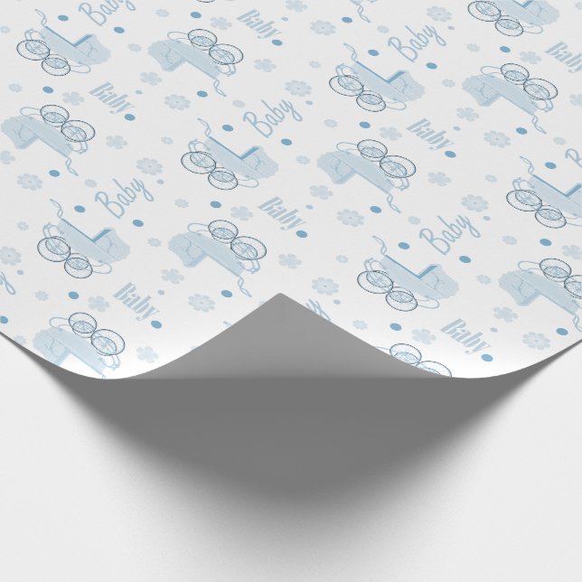 Blaues Baby-Buggy-Verpackungs-Papier Geschenkpapier (Ecke)