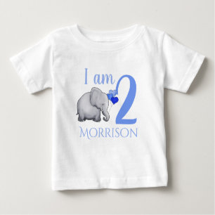 Blaues Baby-Elefant-individueller Name u. Baby T-shirt