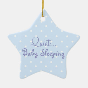 Blaues Baby-Junge-Schlaf-Türschild Keramikornament