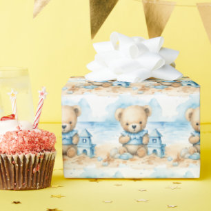 Blaues Baby-Kleinkind-Teddybär-Geschenkverpackungs Geschenkpapier