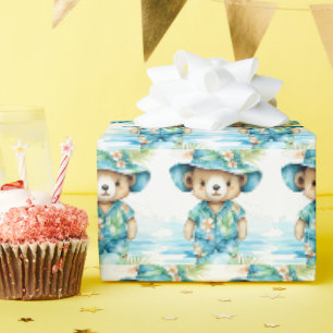 Blaues Baby-Kleinkind-Teddybär-Geschenkverpackungs Geschenkpapier