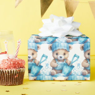 Blaues Baby-Kleinkind-Teddybär-Geschenkverpackungs Geschenkpapier