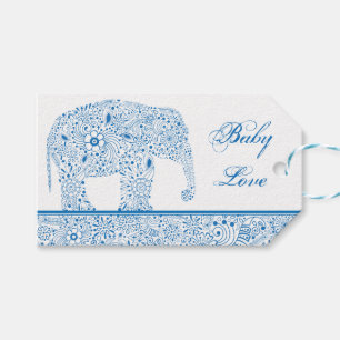 Blaues Baby-Liebe-Elefant-Geschenk-Umbau Geschenkanhänger