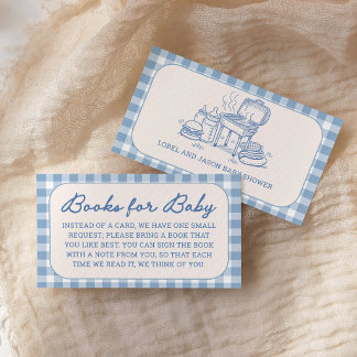 Blaues Baby Q BBQ Baby Shower Bücher für Baby Begleitkarte
