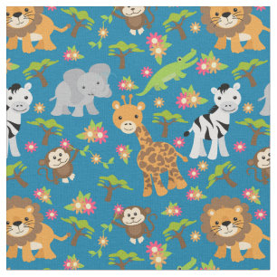 Blaues Baby-Safari-Gewebe Stoff