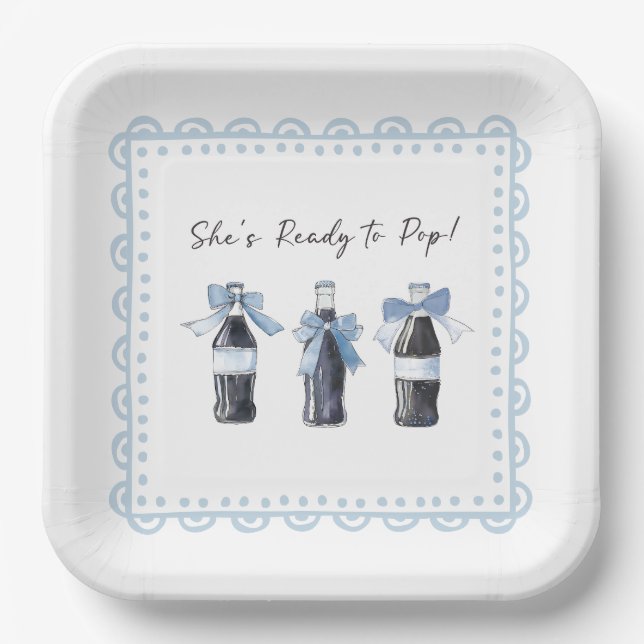 Blaues Baby-Soda Ready to POP Pappteller (Vorderseite)