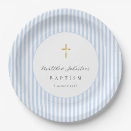 Blaues Baby-Taufpapier  Pappteller
