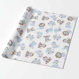 Blaues Baby-Tiere Geschenkpapier
