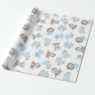 Blaues Baby-Tiere Geschenkpapier