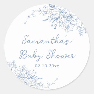 Blaues Babyshower Runder Aufkleber