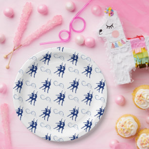 Blaues Ballett-Tänzermuster Pappteller