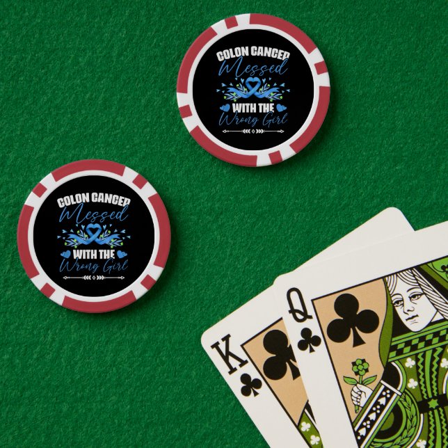 Blaues Band Darmkrebs Mädchen Überlebende  Pokerchips (Pokertisch (doppelt))