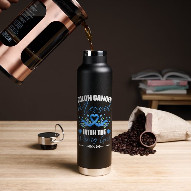 Blaues Band Darmkrebs Mädchen Überlebende  Trinkflasche (Kaffee (gedreht))