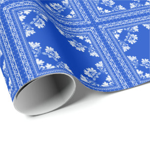 Blaues Bandanna-Design Geschenkpapier