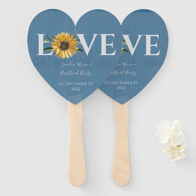 Blaues Barnholz, Hochzeit der goldenen Sonnenblume Fächer (Vorne und Hinten)