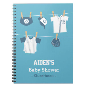 Blaues Baseball-Baby-Junge-Shower-Gästebuch Notizblock