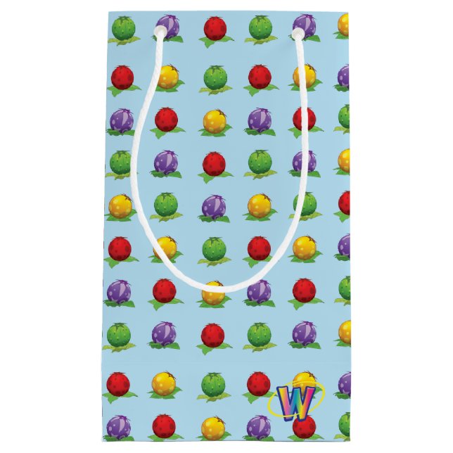 Blaues Beeren-Muster Kleine Geschenktüte (Vorderseite)
