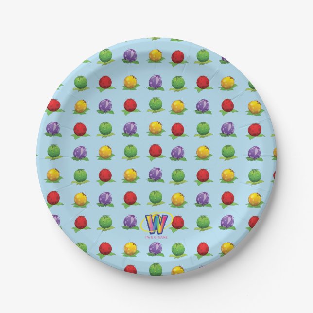 Blaues Beeren-Muster Pappteller (Vorderseite)