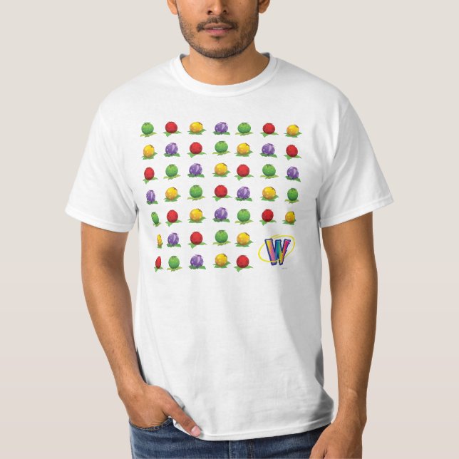 Blaues Beeren-Muster T-Shirt (Vorderseite)