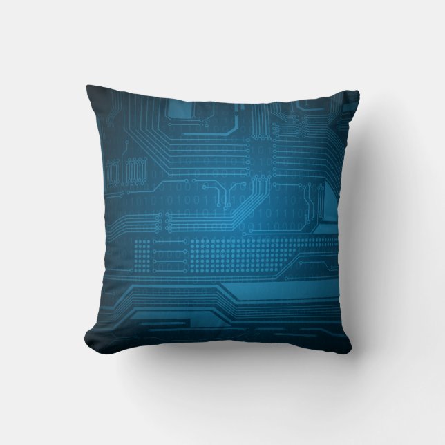 Blaues binärer Code-Technologie-Kissen Digital Kissen (Vorderseite)
