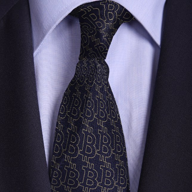 Blaues Bitcoin-Symbol-Kontur-Muster Krawatte (Von Creator hochgeladen)