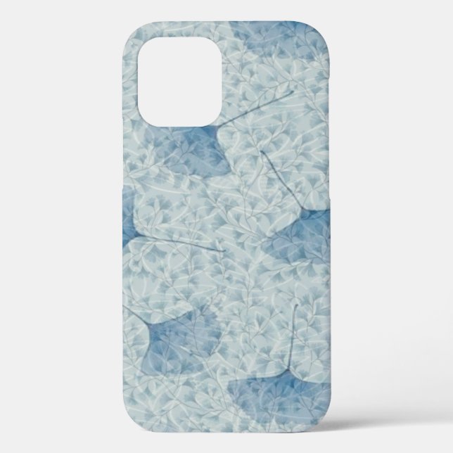 Blaues Blätter-Muster-Design Case-Mate iPhone Hülle (Rückseite)