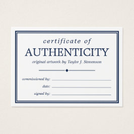 Blaues Blaues Echtheitszeugnis