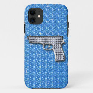 Blaues Bling Glitzer-Gewehr Case-Mate iPhone Hülle