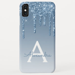 Blaues Bling   Luxusschein-Glitzer-Monogramm Case-Mate iPhone Hülle