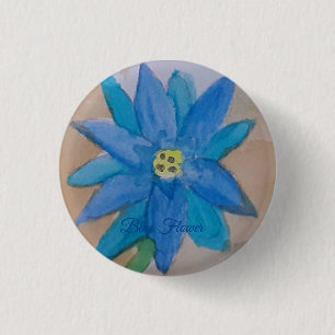 Blaues Blume-Abzeichen Button