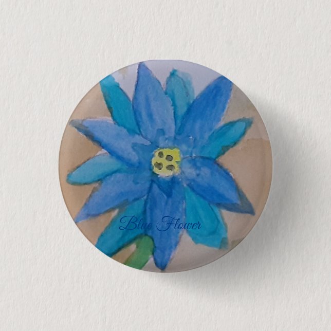 Blaues Blume-Abzeichen Button (Vorderseite)
