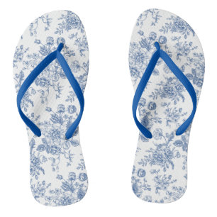 Blaues Blume-Muster Flip Flops