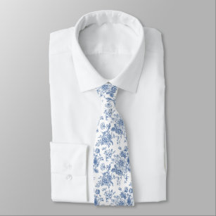 Blaues Blume-Muster Krawatte