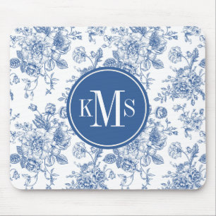 Blaues Blume-Muster Mousepad