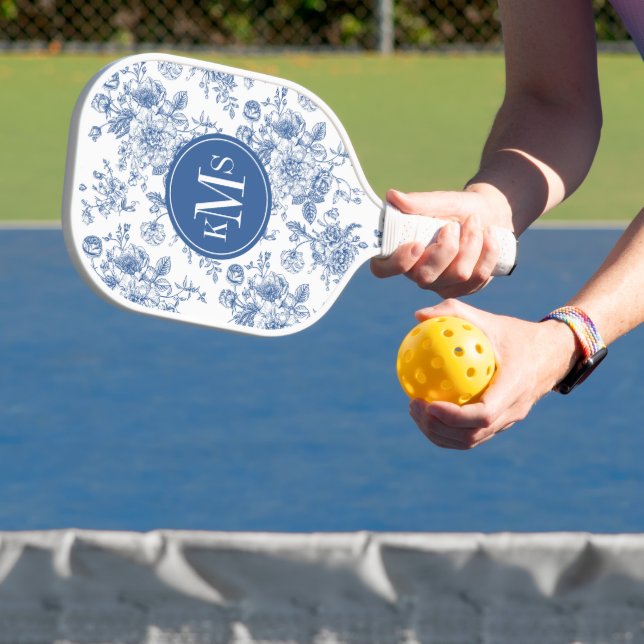 Blaues Blume-Muster Pickleball Schläger (InSitu)