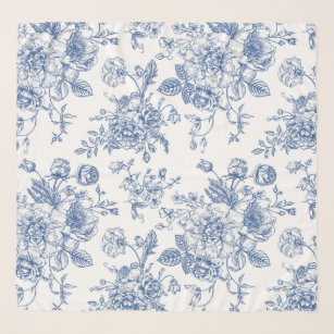 Blaues Blume-Muster Schal