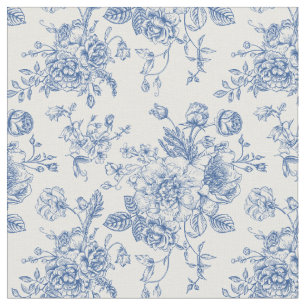 Blaues Blume-Muster Stoff