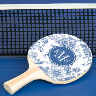 Blaues Blume-Muster Tischtennis Schläger