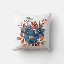 Blaues Blumen-Kissenbezug | Botanischer Kissenbezu Kissen